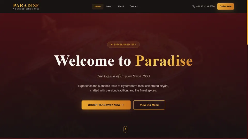 Paradise — website built by WebCraft Studio